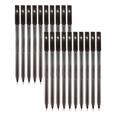 SAINO Softek Ballpoint Pens, BLACK, Fine Point (0.7mm), Pack of 20, Fine Writing Ball Pens, Comfort Grip, Perfect for School Office Home Business Use