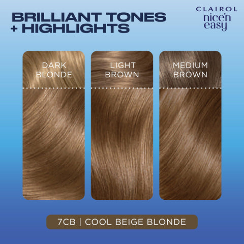 Clairol Nice'n Easy CrÃƒÆ’Ã†â€™Ãƒâ€šÃ‚Â¨me, Natural Looking Oil Infused Permanent Hair Dye, 7CB Cool Beige Blonde, New Name Same Shade