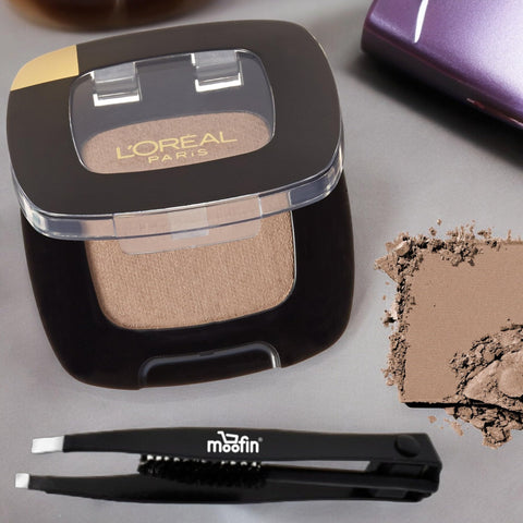 moofin Bundle of Double Sided Eyebrow Eyelash Tweezers -, and L'OrÃƒÆ’Ã†â€™Ãƒâ€ Ã¢â‚¬â„¢ÃƒÆ’Ã¢â‚¬Å¡Ãƒâ€šÃ‚Â©al Colour Riche Monos Eyeshadow, Cafe Au Lait, 0.12 oz., Pack of 6