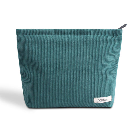Cosmetic Bags for Women - Corduroy Cosmetic Bag Aesthetic Women Handbags Purses Smile Dots Makeup Organizer Storage Makeup Bag Girls Case Bags, Pure Dark green, Kawaii Cute Corduroy Cosmetic Bags