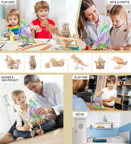 Puzzled Colorful Wood Craft Construction Butterfly 3D Jigsaw Puzzle