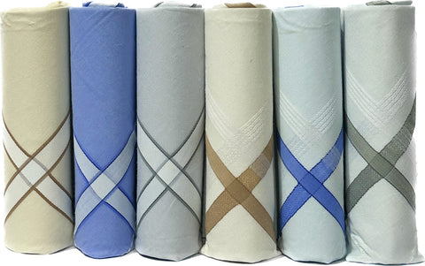 Royal Mart Men's Dark Color Striped Premium Handkerchief - Light (Pack of 6)