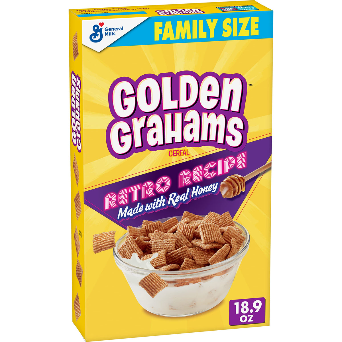Golden Grahams Breakfast Cereal, Graham Cracker Taste, Whole Grain, Family Size, 18.9 oz