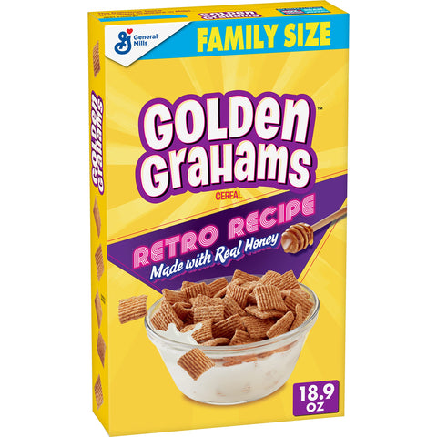 Golden Grahams Breakfast Cereal, Graham Cracker Taste, Whole Grain, Family Size, 18.9 oz