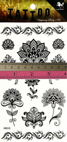 Black lotus flower beautiful Temporary Tattoos Waterproof Transfer Tattoo Sticker Henna Flowers 3D Realistic For Men Women Design Decorations Sexy Body Fake