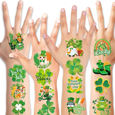 HOWAF 98pcs St Patricks Day Tattoos, 49 styles| St Patrick's Day Shamrock Temporary face stickers, Kiss Me I'm Irish Waterproof Tattoos Face Stickers Waterproof Saint Patricks Day Party accessories