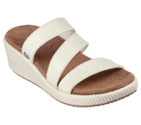 SKECHERS Women's Martha Stewart Arch FIT Beverlee-Morningside Wedge Sandal, Off White, 8