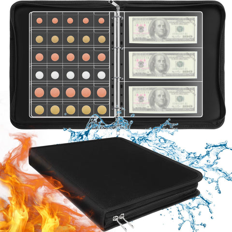 Trandraft Coin Collection Book Holder for Collectors 336 Pockets Fireproof Coin Paper Collecting Album Money Display Organizer Storage Case Money Binder for Coin Currency Collection Bill, Pennies