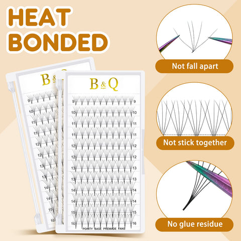 Premade Fans Eyelash Extensions 6D-C-0.10-16 Premade Volume Eyelash Extensions Pointed Base Fans 0.10 Premade Volume Fans C D Curl (6D-C-0.10,16 mm)