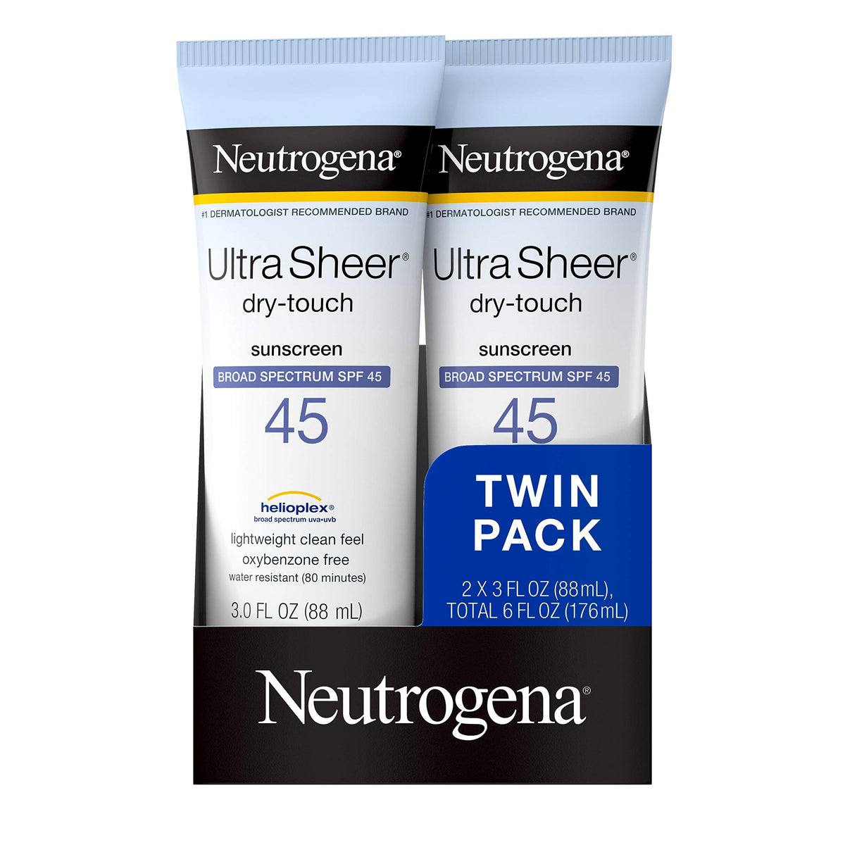 Neutrogena Ultra Sheer SPF 45 Twin Pack 89 ml