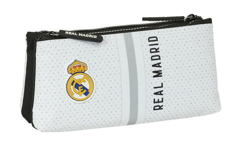 Real Madrid 1st Team 24/25 - Children's School Bag, with Simple Zip, Ideal for Children of Different Ages, Comfortable and Versatile, Quality and Resistance, 22 x 8 x 10 cm, White/Grey, White/Grey,