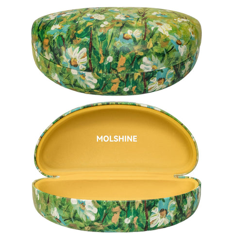 molshine Hard Shell Sunglasses Case,Large Glasses Case for Women Men Oversized Sunglass Eyeglasses (Yellow Daisy)