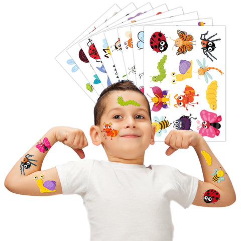 96PCS Bug Temporary Tattoos Birthday Party Supplies Decorations Tattoos Stickers Insect, Ladybug, Ant, Snail, Butterfly Cute Party Favors Kids Boys Girls Gifts Ideas Classroom School Prizes Themed