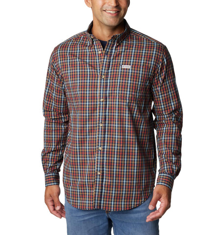 Columbia Men's Rapid Rivers II Long Sleeve Shirt, Collegiate Navy Everyday Gingham, Large