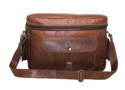 Jaald Genuine Leather Large Camera DSLR Padded Digital Camera Bag with Cushion for Sony Nikon Cannon with Lens Partition