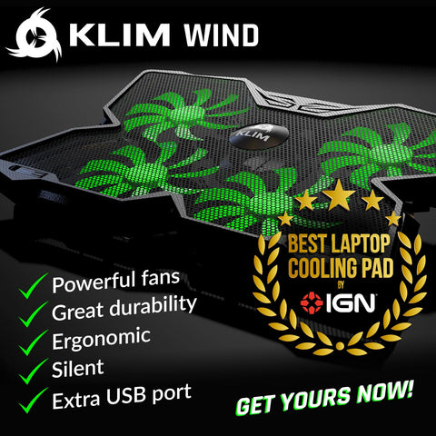 KLIM Wind Laptop Cooling Pad - More Than 500 000 Units Sold - New 2023 - The Most Powerful Rapid Action Cooling Fan - Laptop Stand with 4 Cooling Fans at 1200 RPM - USB Fan - PS5 PS4 - Green