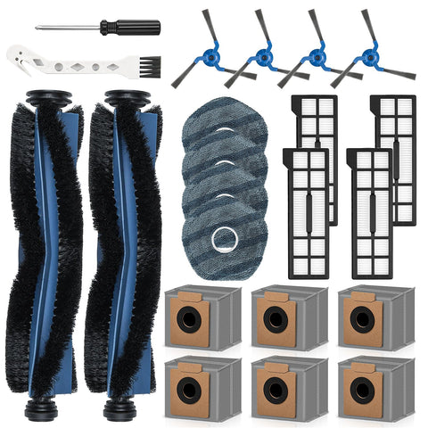 22 Pack Replacement Accessories for eufy X10 Pro Omni Robot Vacuum Cleaner, 2 Main Brush 4 Filter 6 Dust Bag 4 Mop Pads 4 Side Brush 1 Cleaning Brush 1 Screwdriver