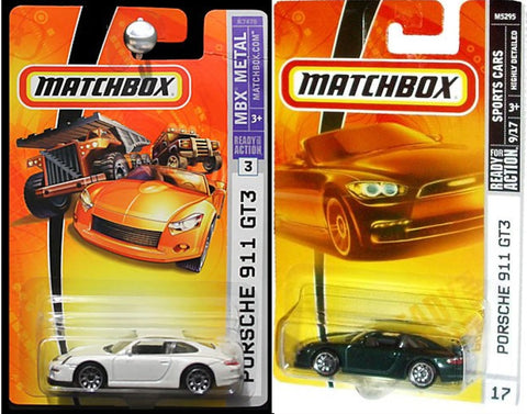 Matchbox Porsche 911 Turbo Blue #25 & The White 911 GT3 #3 Issue 1/64 Collector Set