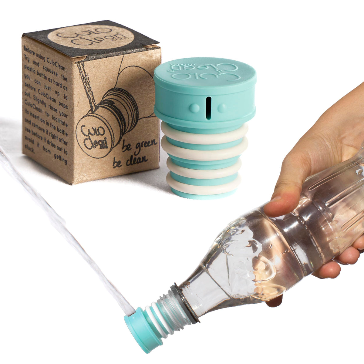 CuloClean Handheld Bidet for Toilet, Made in Spain, The Most Discreet Portable Bidet, Compatible with Any Plastic Bottle (1, Aquamarine)