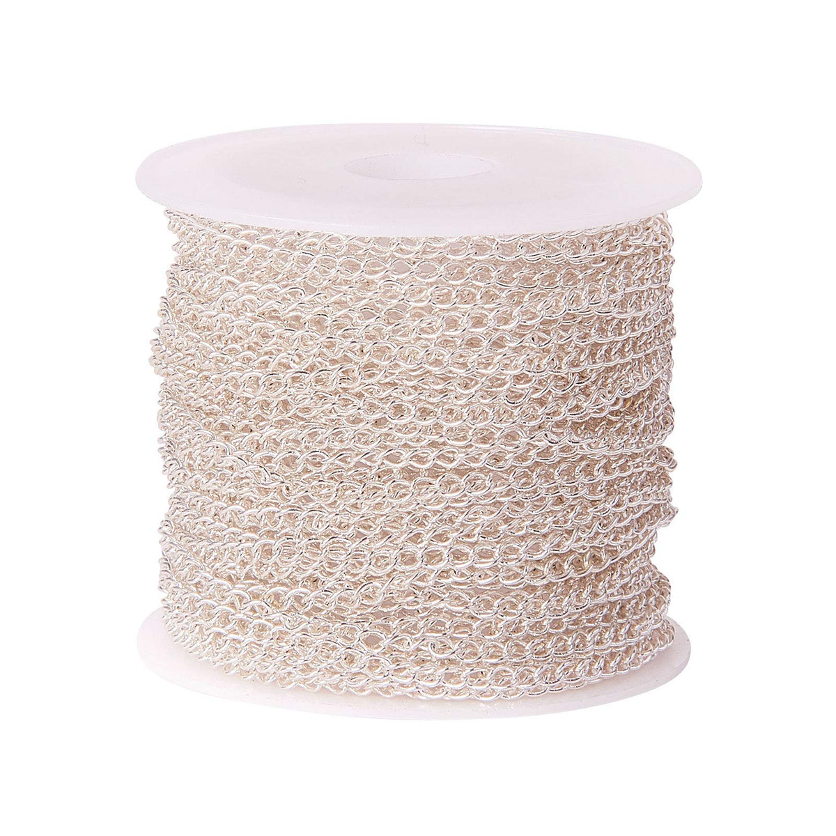 LiQunSweet 10m/32.8ft Brass Silver Color Soldered Twisted Link Chains Curb Chains Roll for Bracelel Necklace Jewelry Making - 4x3mm