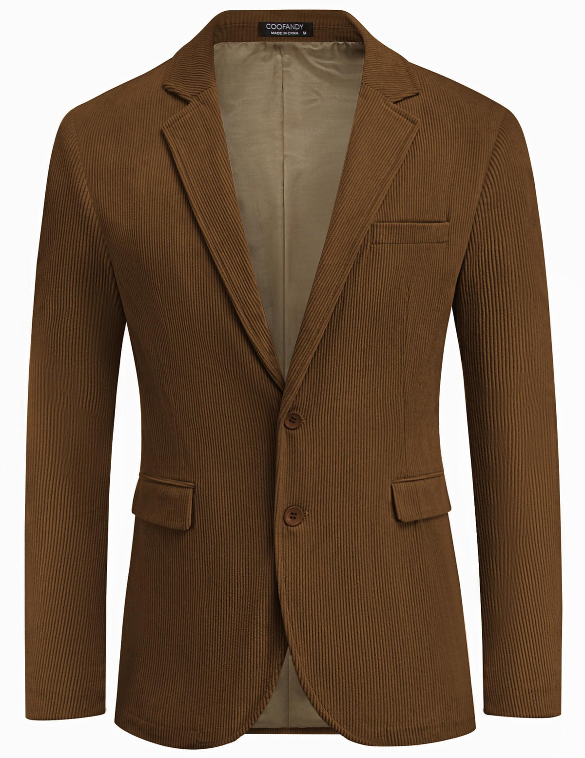 COOFADNY Brown Corduroy Jacket Men Casual Work Wear Sport Coat Slim Fit Business Blazer, Brown, XL