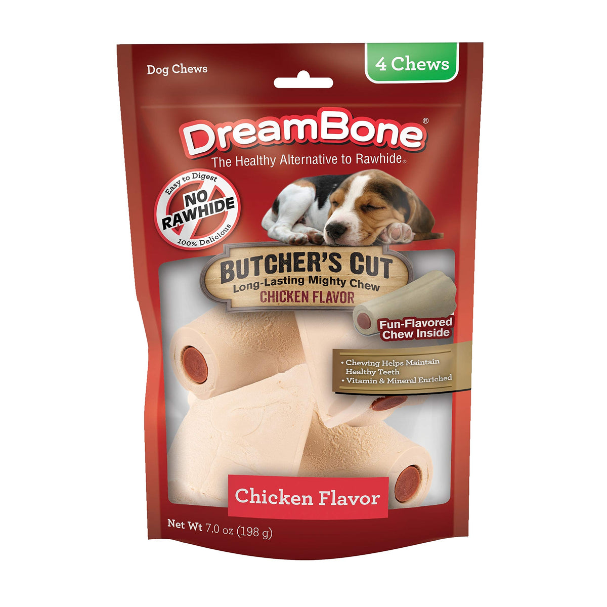DreamBone ButcherÃƒÆ’Ã†â€™Ãƒâ€šÃ‚Â¢ÃƒÆ’Ã‚Â¢ÃƒÂ¢Ã¢â€šÂ¬Ã…Â¡Ãƒâ€šÃ‚Â¬ÃƒÆ’Ã‚Â¢ÃƒÂ¢Ã¢â€šÂ¬Ã…Â¾Ãƒâ€šÃ‚Â¢s Cut Chew, Rawhide-Free Dog Chews, Long Lasting Chicken Flavor Chews, 4 Count