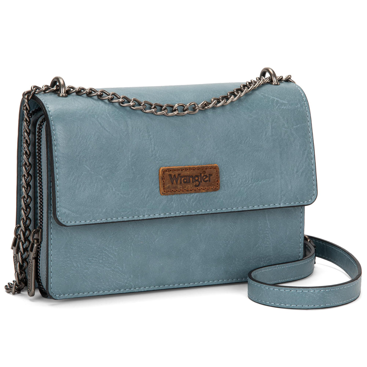 Wrangler CrossBody Purse for Women Western Small Clutch Wallet Trendy Shoulder Bag with Chain Strap Gift Blue WG149-236JN
