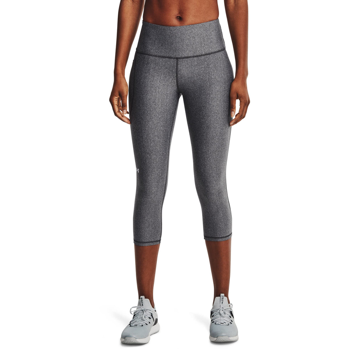 Under Armour Womens HG Armour Hi Capri NS, Charcoal Light Heather (019)/White , X-Small
