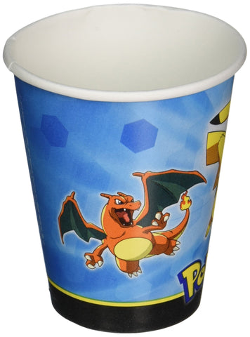 Amscan Electrifyingly Cute Pikachu & Friends Birthday Party Paper Cups (8 Pack), 9 oz, Blue
