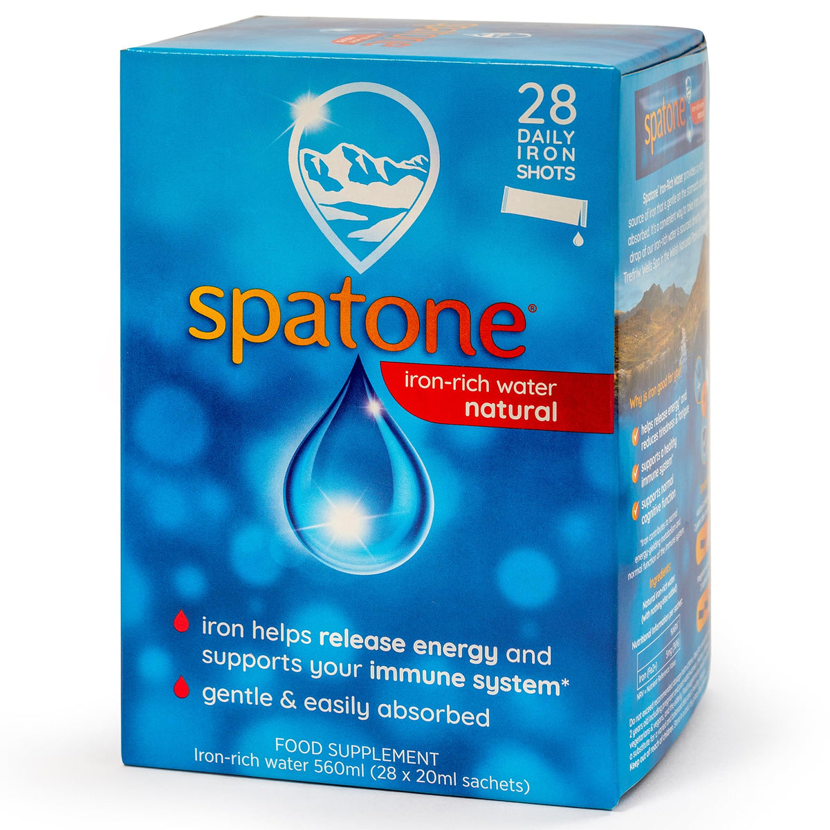 Spatone 100% Natural Iron Supplement (28 Sachets), Daily Convenient Liquid Iron Sachets, Nothing Artificial, Better Absorption than Tablets, Less Side Effects, Original Flavour