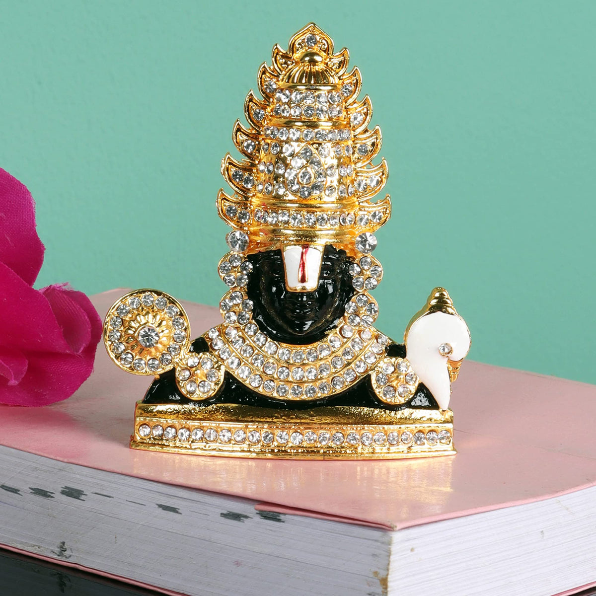 Itiha® Metal Tirupati Balaji Sri Venkateswara Idol Spiritual Home Decor Decorative Showpiece -4 IN