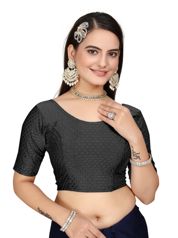 Kipzy Women's Round Neck Half Sleeve Blouse, Black, 40