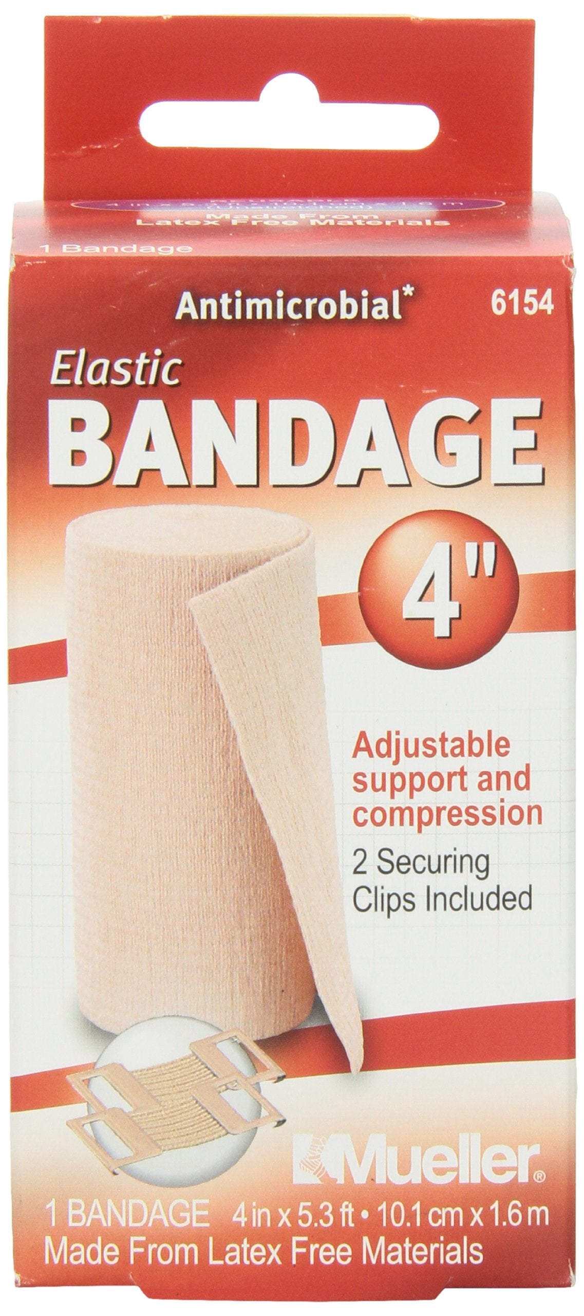 MUELLER Sports Medicine Care Elastic Bandage with Clips, 4 Inch