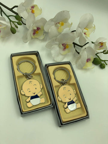 12PC Baby Shower Favors Baby Boy Design Keychains