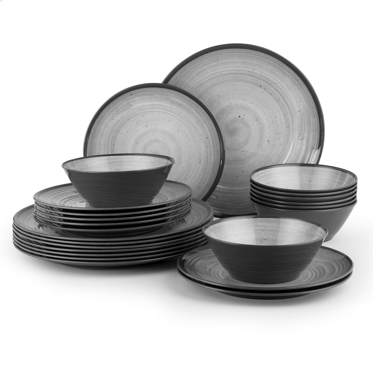 La Joventino 24PCS Melamine Dinnerware Sets - Camping Plates and Bowls Set, Dinner Plates, Plate Set for 8 People, Dinner Sets for Family Outdoor Use