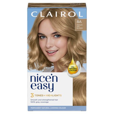 Clairol Nice'n Easy CrÃ¨me Permanent Hair Dye, 8A Medium Ash Blonde