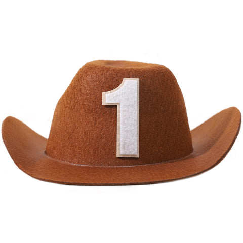 WAWUO Cowboy Hat, 1st Birthday Cowboy Party Hat for Baby, Brown, Small (Cowboy hat2)