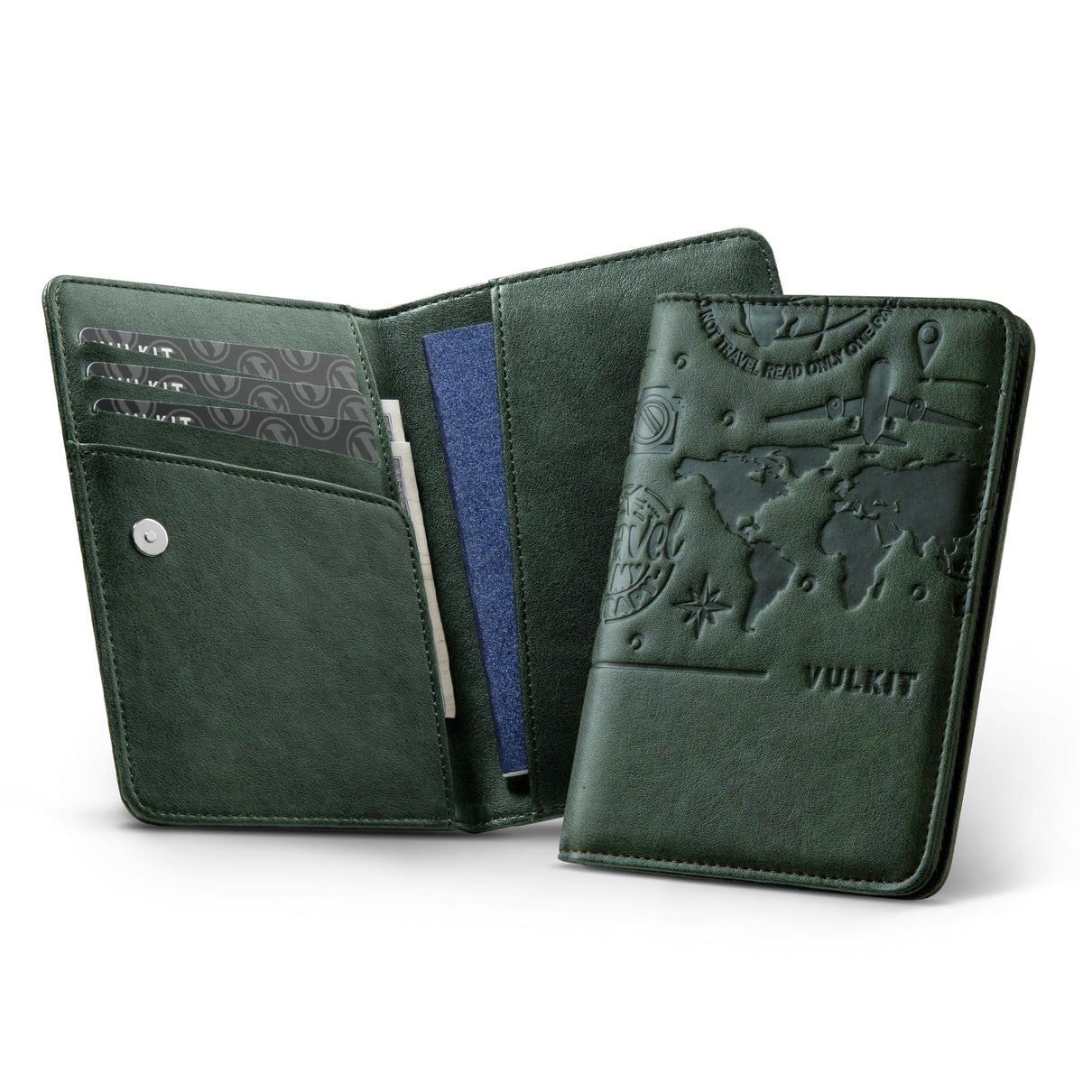 VULKIT Passport Holder Travel Wallet Leather RFID Blocking Travel Wallet Organiser Passport Holder Cover for Passport, Business Cards, Credit Cards, Boarding Passes