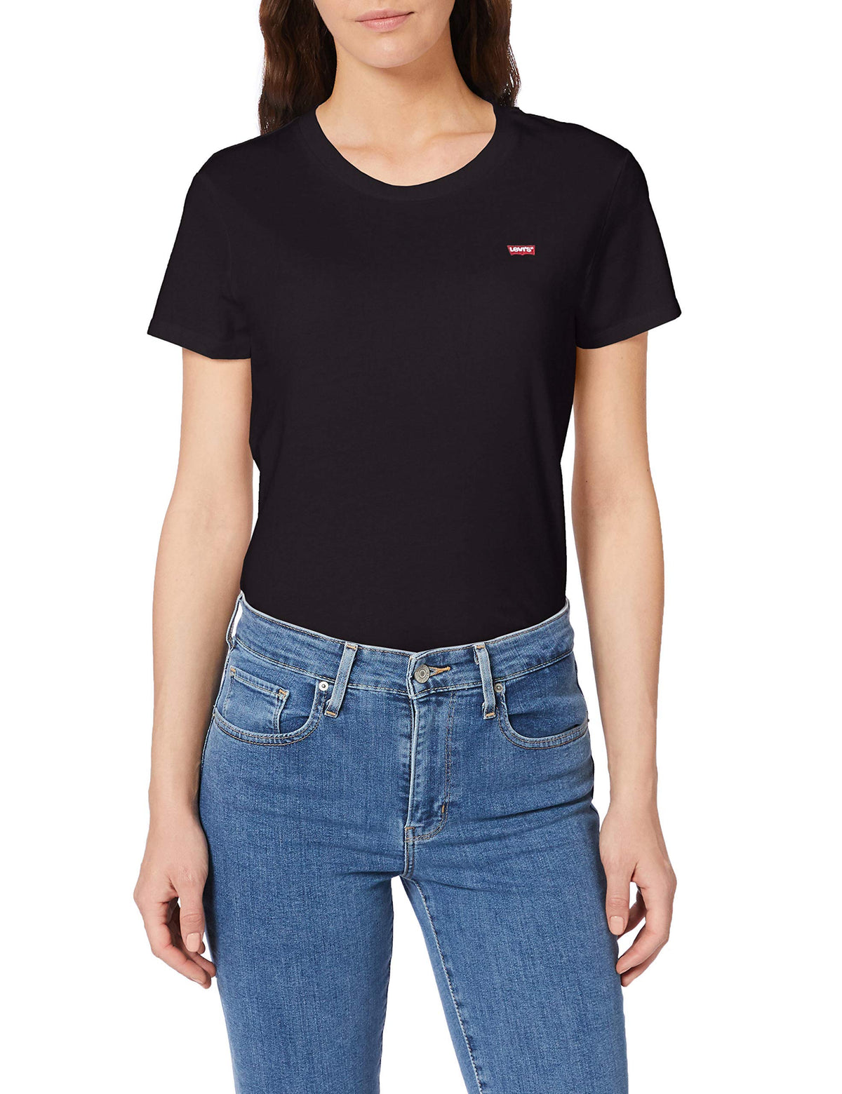 Levi's Women's The Perfect Tee- Core Chesthit Logo T-Shirt, Mineral Black, M