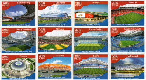 Panini WORLD CUP 2018 STICKERS - ALL TWELVE (12) STADIUM & CITIES STICKERS - #8 - #19