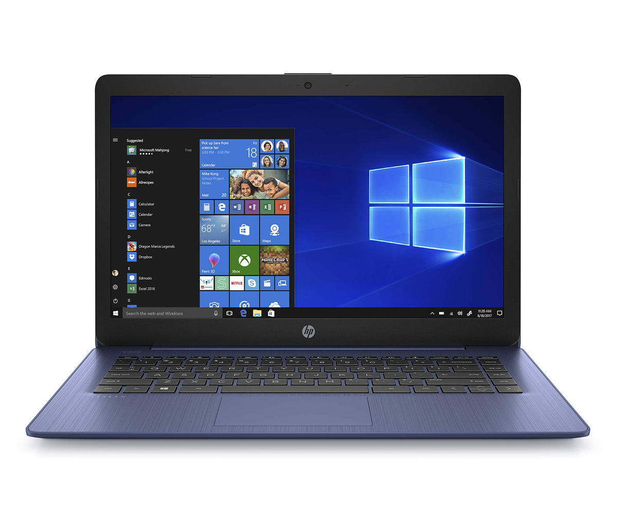 HP Stream 14-inch Laptop, Intel Celeron N4000, 4 GB RAM, 32 GB eMMC, Windows 10 Home in S Mode With Office 365 Personal For 1 Year (14-cb181nr, Royal Blue), Model Number: 9MV82UA#ABA