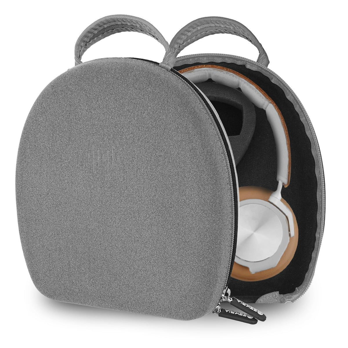 Geekria Shield Case Compatible with B&O BeoPlay HX, H95, H9, H9i, H8, H8i, H7, H6, H2 Headphones, Replacement Hard Shell Travel Carrying Bag with Cable Storage (Microfiber Grey)