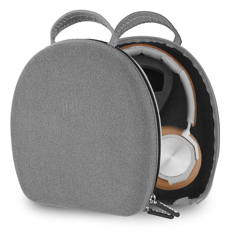 Geekria Shield Case Compatible with B&O BeoPlay HX, H95, H9, H9i, H8, H8i, H7, H6, H2 Headphones, Replacement Hard Shell Travel Carrying Bag with Cable Storage (Microfiber Grey)
