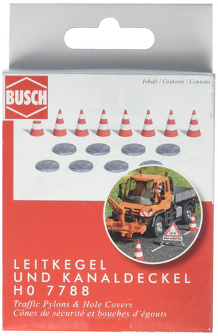 Busch 7788 Man Hole Covers & Pylons HO Scenery Scale Model Scenery
