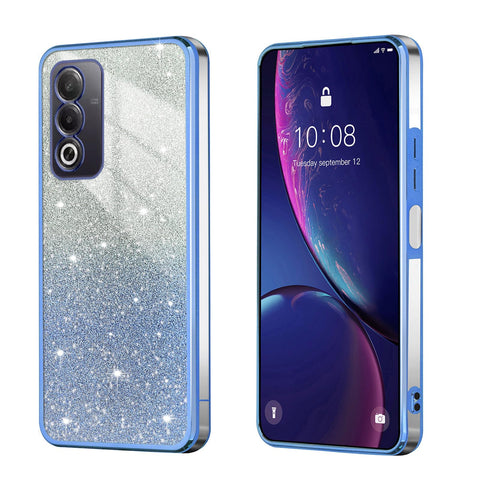 BEEJTUNY Case for OPPO A80 5G / OPPO A3 PRO, Transparent Protective Cover with Gradient Glitter, Soft and Beautiful Bumper Shell, Stylish Shockproof Cover. Blue