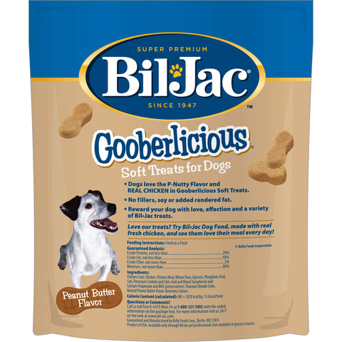 Bil-Jac Gooberlicious Soft Treats for Dogs - Puppy Training Treat Rewards, 10oz Resealable Double Zipper Pouch, Peanut Butter Flavor Chicken Liver Dog Treats (2-Pack)