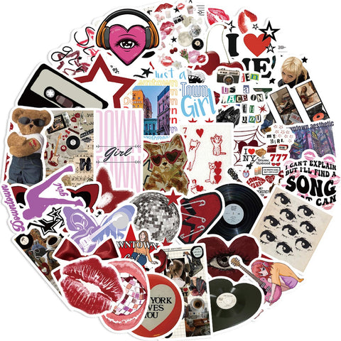Cute Aesthetic Downtown Girls Stickers 50pcs Cool Trendy Y2K Stickers for Water Bottle Y2K Girls Stickers Waterproof Stickers for Teens Adults Vinyl Stickers for Laptop Skateboard Party Supplies