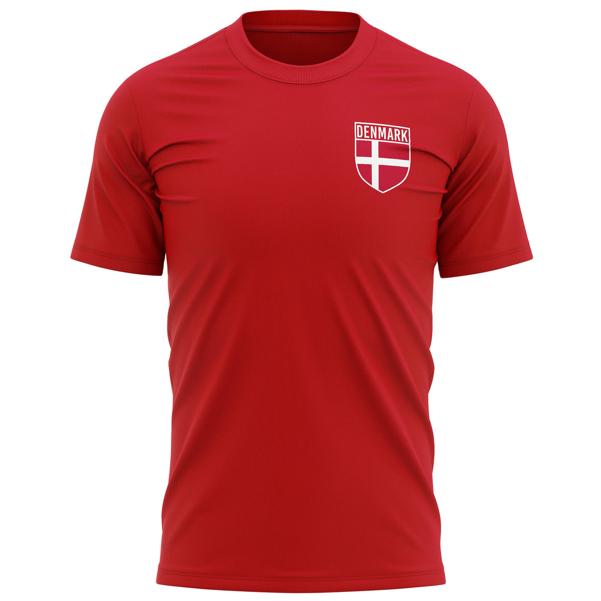 Denmark Football Jersey - Mens Denmark Flag Badge T Shirt - Football Country Supporters Red White 1910 Tee Him - Danish Tournament Footy Soccer Top, L, Red