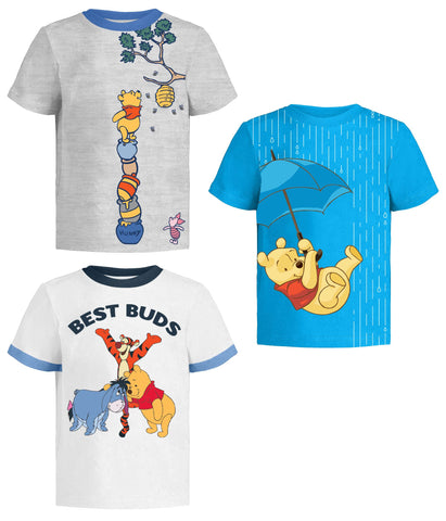 Winnie The Pooh, Tigger & Eeyore Graphic T-Shirts (3 Pack) Baby/Toddler to Kid 2T Gy/B/Wh SS