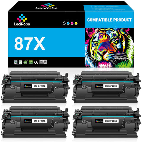 LeciRoba 87X CF287X Toner Cartridge Replacement for HP 87X CF287X for HP Laserjet Enterprise M506 M506n M506x M506dn, MFP M527 m527c, Pro M501 M501n M501dn Series (Black, High Yield Version, 4-Pack)